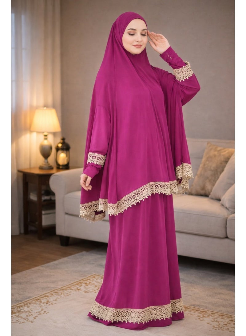 أولودينيز  طقم صلاة نسائي قطعتين – قماش لايكرا بارد ومريح – ساتر ومناسب لمعظم المقاسات – صناعة تركية - Image 1